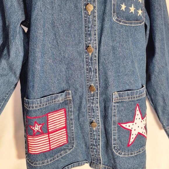 Michelle Louise Vintage Denim Jacket w/ embroidery in size XL - Picture 8 of 16